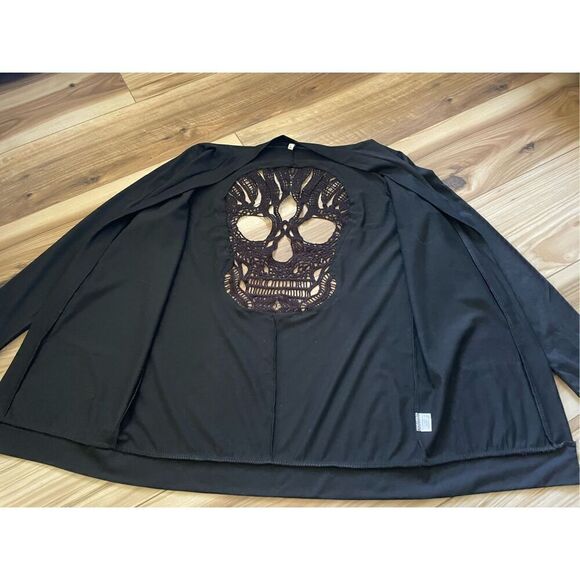 Skeleton Shaped Hollow Open Front Jacket Casual Long Sleeve L - Picture 5 of 7